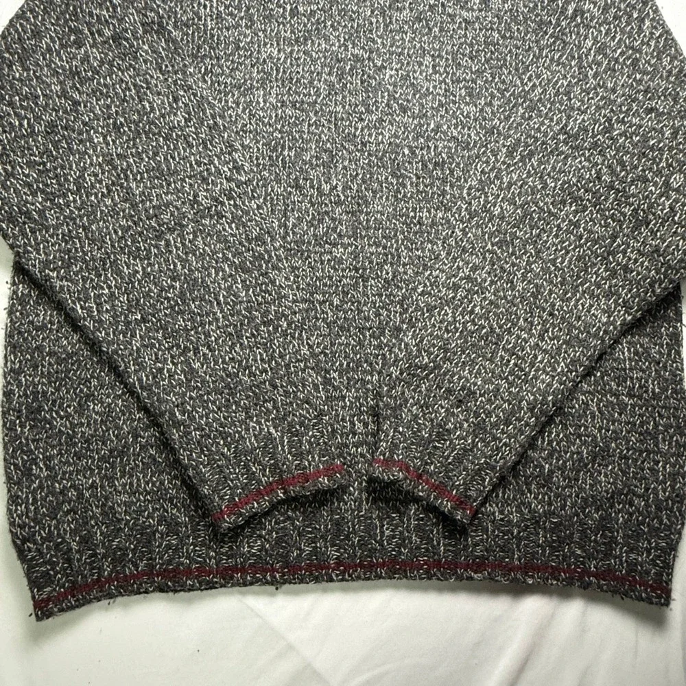 Eddie Bauer Mens Large Wool Blend Marled Knit Crewneck Sweater Grey Red Chunky - Picture 4 of 6